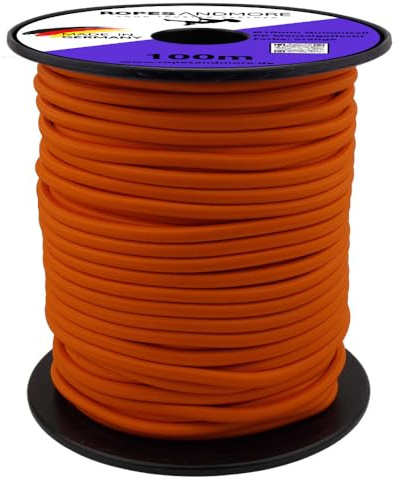 PP Expanderseil Gummiseil 10mm Gummileine Planenseil Gummischnur 10m-100m viele Farben Made in Germany von Ropes and More (Orange, 10 m (Lfm) Ø10 mm – ohne Spule)
