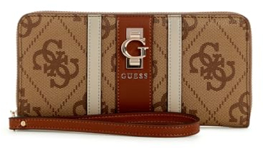 GUESS Geldbörse Erenia Zip Around Wallet Latte Logo braun