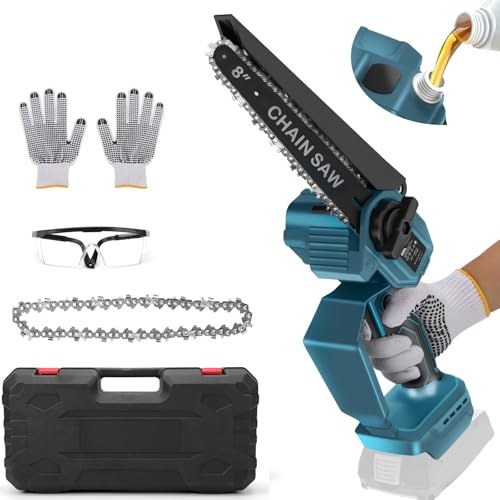 Mini tronçonneuse électrique sans fil de 20,3 cm compatible avec Bosch GBA 18V (sans batterie) - Petite tronçonneuse électrique - Chaîne de sécurité - Huilage automatique - Scie à main
