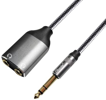 Oluote Cavo Splitter da 6,35 mm a 3,5 mm, Presa 2X da 3,5 mm a 1x Jack Distributore Audio a 3 pin da 6,35 mm Adattatore a Y con Contatti Dorati per Altoparlanti e Cuffie (3m)