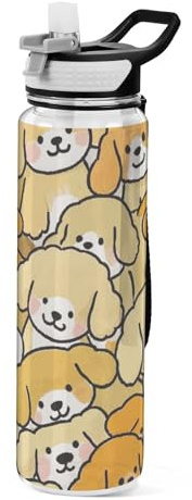 32oz Carino Cartoon Dog Bottiglia di Acqua Beccuccio In Silicone Tritan BPA Piombo Non Tossico Bottiglia di Acqua di Plastica per Viaggiare Portatile