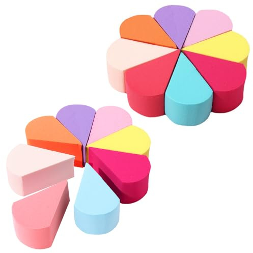 16 Esponjas Mini Coloridas, Reutilizables con Forma de Pétalo, para Maquillaje en Seco y Húmedo, Base, Corrector, Polvo, Colorete (8 Colores)