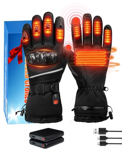 Olutula Men’s Upgrade Heated Gloves – Heated Motorcycle Gloves with Anti-Drop Design, 2 Rechargeable 3000mAh Batteries Winter Warm Gear Touchscreen for Skiing, Cycling, Fishing (Size L)