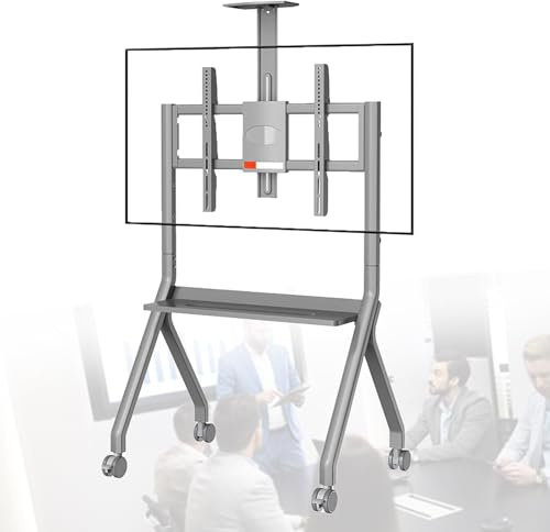 Verstellbarer interaktiver Whiteboard-Ständer für 106,7–190,5 cm große Fernseher, 80 kg Kapazität, 4 feststellbare Räder, perfekt für Klassenzimmer, kompatibel mit 55-100 Zoll großen Displays, Grau