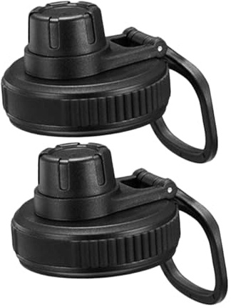 VANZACK Lot de 2 Bouchons Étanches à Large Ouverture en PP Noir pour Bouteilles Isothermes Sport, Double Joint Silicone, Compatibles Gourdes Sport, pour Activités Plein Air