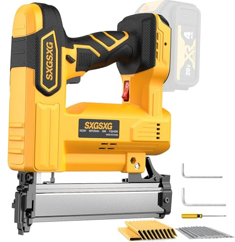 Brad Nailer for Dw 20V Battery,2 in 1 Nail Gun & Staple Gun with 1000 Nails &1000 Staples,18 Gauge Nail Gun for Wood Carpentry【Battery Not Included】