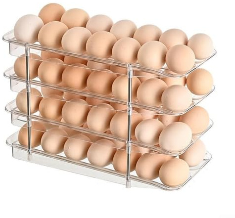 Contenitore per uova, multi-strato, impilabile, organizer per uova, a scala, contenitore per uova arrotolabile (4 ripiani)
