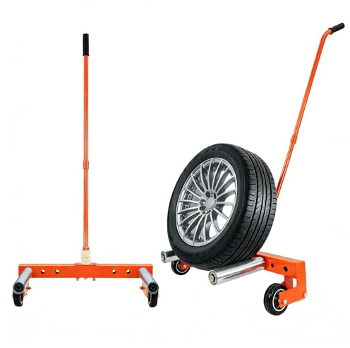 Professional Heavy Duty Tire Wheel Dolly 550 LBS, Adjustable Tire Lifting Tool for ATV & Truck Use, Wheeled Equipment Dolly for Heavy Off-Road Vehicles, Efficient Tire Transport Cart, Orange