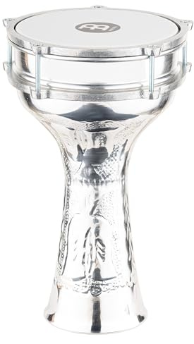 Meinl Percussion Aluminum Series Darbuka - Large Handdrum - With Synthetic Head - Diameter 7.25 Inches - Hand Hammered - Aluminum, Silver (HE-113)