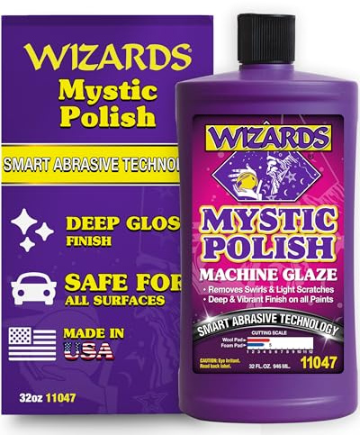 Wizards Mystic Polish Machine Glaze - Cutting Compound and Polish with Smart Abrasive Technology - Professional Car Scratch Remover - Water-Based Polishing Compound for Car Detailing Kit - 32 oz