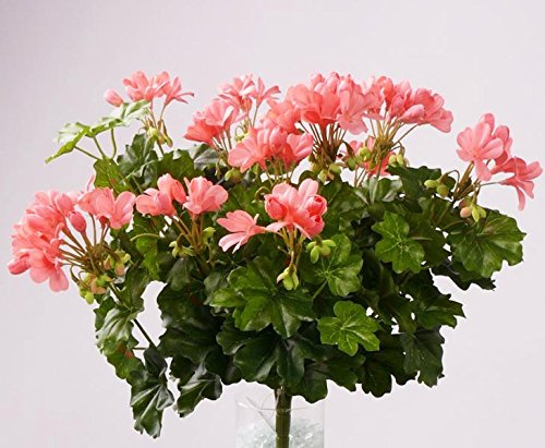 kunstpflanzen-discount.com Geranien Pflanzen Kunstblume ca. 40cm hoch mit 116 rosa Blüten - Künstliche Geranien mit Stiel zum Stecken