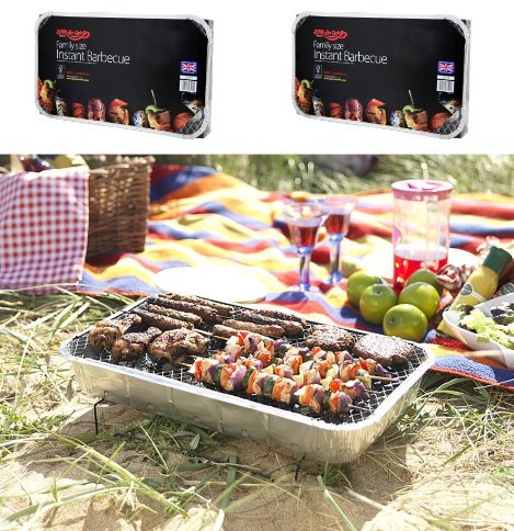 2 X FAMILY SIZE INSTANT DISPOSABLE BBQ- EACH PACK COOKS FOR TEN!