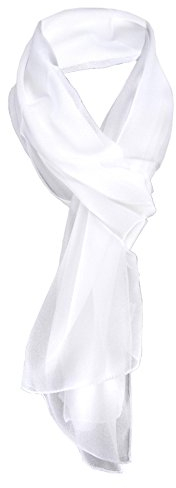 TigerTie Damen Chiffon Halstuch weiß schneeweiß Uni Gr. 160 cm x 36 cm - Schal