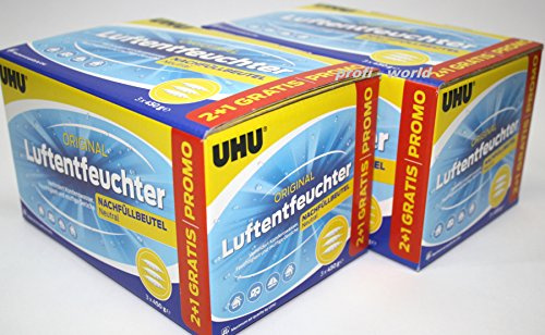 UHU Luftentfeuchter Nachfüllbeutel 6 x 450g ( 2 Pack 2+1 ) AIR-MAX PROMO-Pack - Neue Aufmachung - bewährte Qualität