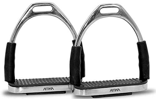 AMKA Sicherheitssteigbügel Edelstahl Flexibel Bügel mit Gelenk Schwarze auswechselbare Einlagen