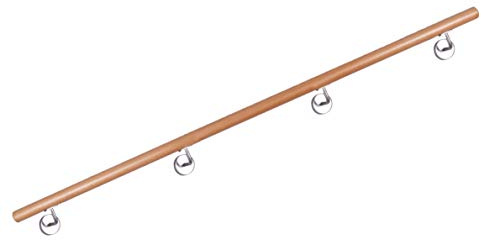 Handlauf Buche, lackiert, mit stabilen Halter aus Edelstahl, 36 Längen zur Auswahl ! (3.10m)