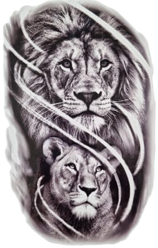 EROSPA® Tattoo-Bogen temporär - Aufkleber Löwenkopf - 19 x 12 cm