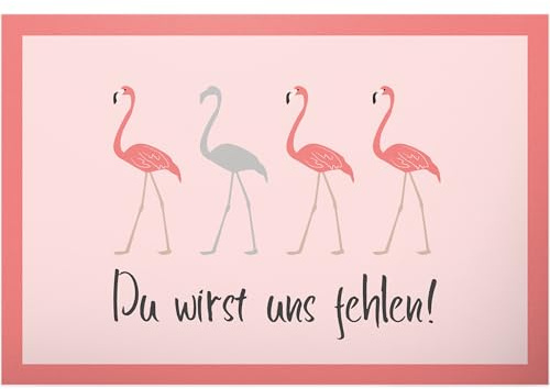 DankeDir! Du wirst uns fehlen Flamingos - Schild Abschiedskarte Jobwechsel Geschenkidee Abschiedsgeschenk Kollegen Geschenk Verabschiedung Kollege - Chef Abschied Arbeitskollege Büro