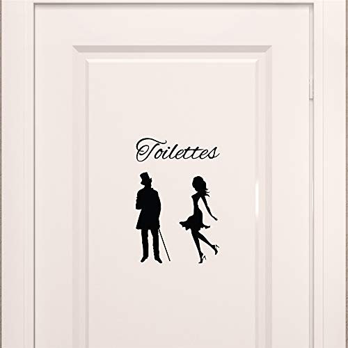 Autocollant Toilettes Couple Élégant - Sticker Vinyle avec Icônes Homme/Femme Chic pour Porte (20x28 cm, 2 pièces)