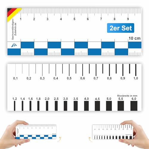 Sachverständigen-Zubehör® Rissmonitor als [praktische Risskarte] 2er Set | Messlehre | Spaltmaß Risslineal Rissbreitenmesser | Rissbreitenlineal | Risslineal | Risskarte | Sachverständiger