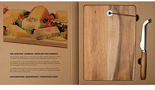 noTrash2003 Käsemesser aus Edelstahl mit Holzbrett, ideal zum Servieren von Käse - der Käseschneider für die Küche im Set mit Holzbrett