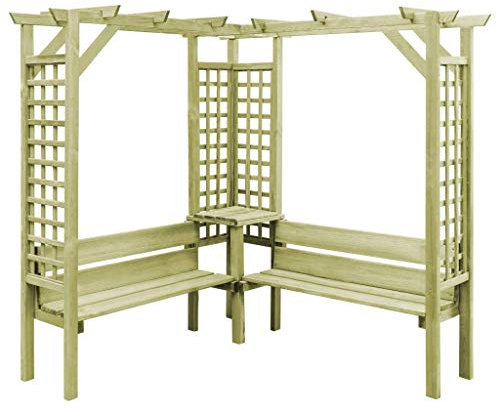 Festnight Pergola de Jardin Pergola d'angle avec Banc pour Jardin, Patio ou Arrière Cour Bois de Pin Imprégné FSC