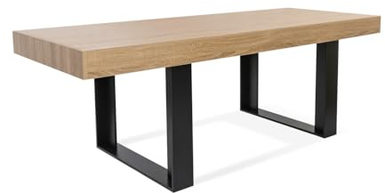 IDMarket - Table à Manger Rectangle Phoenix 8 Personnes Bois et Noir 200 cm