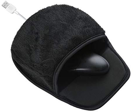 JULAN Beheiztes USB-Mauspad mit Handgelenkschutz, Handwärmer für Computer, Handwärmer, Mauspad für Männer und Frauen, Büro, Zuhause, Computer, Laptop, Arbeit (schwarz)