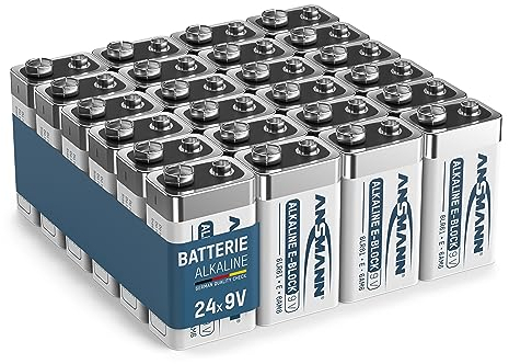 ANSMANN Piles alcalines 6LR61 (24 pces) – Lot de Piles 9V pour détecteur de fumée, détecteur de Mouvement, système d'alarme, etc. – Piles puissantes et à la Longue durée de Stockage