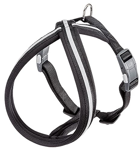 Ferplast Hundegeschirr Daytona Cross, kleines/mittleres Hundegeschirr aus Nylon, Hundegeschirr mit weicher Polsterung, Reflektierend und Verstellbar. Mit Magnetschnalle. Schwarz