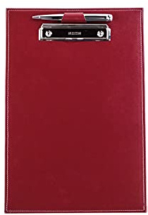 DELMON VARONE - Klemmbrett Mappe DIN A4 Cambridge Top Grain Leder Rot - Organizer Klemmbrettmappe mit Blockklemme & Stiftehalter - Klassische Echtleder Schreibmappe personalisiert