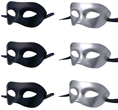 通用 6 Pack Adults Vintage Antique Look Party Mask Venetian of Realistic Masquerade Half Man Women Face Mask Set (3x(S+B)/6PCS)