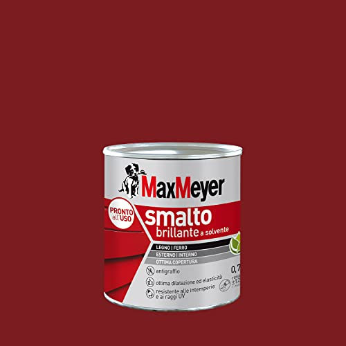MAXMEYER Smalto a solvente per ferro e legno brillante BORDEAUX R3011 0,750 L