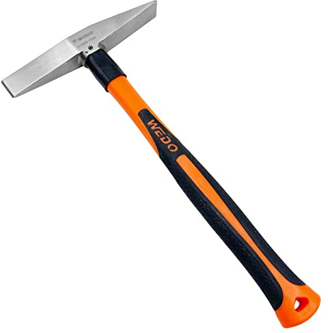 WEDO Martello Da Saldatura in Acciaio inossidabile,Fresa professionale da 300g,lunghezza 280mm,Saldatura per asportare scorie di saldatura a martello,manico in vetroresina,antiruggine