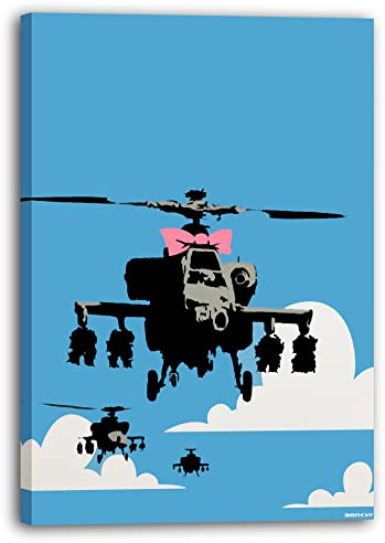 Printistico Leinwandbild Banksy Flugzeuge - Pop-Art Modern Street-Art - Moderner Kunstdruck Klein bis Groß XXL, Geschenk, Wohnzimmer, Schlafzimmer