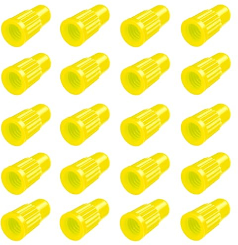 EVOZOOD Yellow Presta Valve Stem Caps Plastic Bike Tire Caps Air Dust Stem Covers-Used on Presta/French Valves for Bicycle, MTB Mountain, Road Bike (20 Pack)