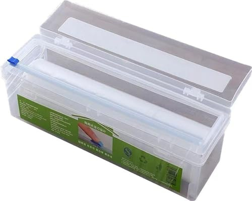 Cling Film and Foil Dispenser and Cutter, Plastic Transparent Film and Foil Storage Organizer Food Wrap Dispenser Cutter Refillable Professional Cling Film Dispenser with Cutter