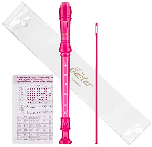 Eastar Flauto Dolce Soprano Rosa per Studenti, Diteggiatura Tedesca Do, Kit Pulizia e Custodia, ERS-1GP, Uso Scolastico