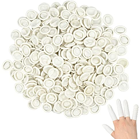 300 piezas Cubiertas de Látex Dedales de Látex Protegetor Protegen de la Estática Manga dedo,Desechable Cubiertas Protectora para Dedos para Hacer Artesanía, Arte Del Clavo, Reparación Electrónica