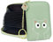 conisy Mignon Porte Cartes de Crédit en Cuir pour Femmes, Protection RFID Petit Portefeuille Fermeture Eclair avec Porte-clés (Chat Vert)