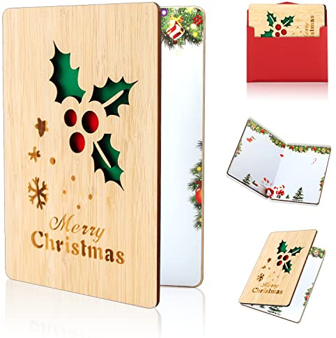 Karte Weihnachten, Bambuskarte, Weihnachts Karte, Weihnachtskarten mit Umschlägen, Klappkarten Weihnachten Lustige Weihnachtskarten Weihnachtsgeschenke und Wünsche