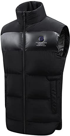 Momolaa Gilet Thermique décontracté pour Hommes Veste épaissie Gilet Chauffant Gilet Chaud d'hiver Bonbon Vitamine (Black, L)