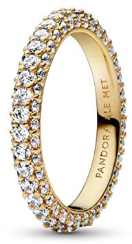 Pandora Timeless Pavé-Ring, Einzelreihe, 14-karätig vergoldet, mit klarem Cubic Zirkonia