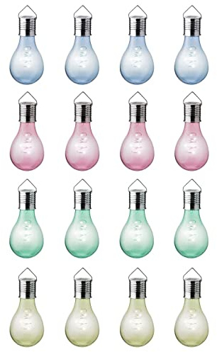 Decoris Solar Gartenleuchten 8x14cm 16er Set LED Glühbirne Solarleuchten Balkon Außen Solarlampen Hängend