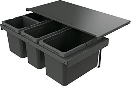 Naber 8013394 Abfallsammler Cox Stand-UP® 280 S/800-4 ohne Biodeckel, anthrazit, 42 (1x16/1x12/2x7) Liter / 80 cm Schrankbreite