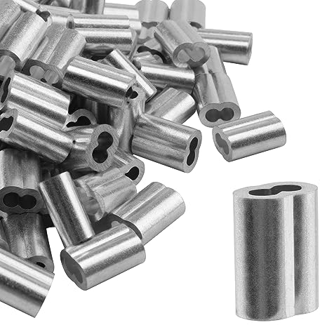 YIXNSW 150 manicotti in alluminio, manicotti in alluminio, manicotti a pressione, 3 mm, in alluminio, per funi metalliche, collegamenti per funi metalliche, corde in acciaio, colore argento