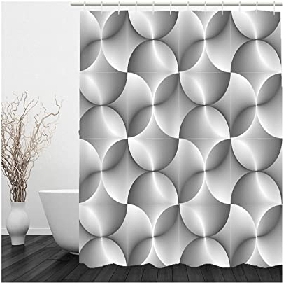 Whoiy Duschvorhang Grau, Duschvorhang Eckbadewanne 150X180cm Polyester Duschvorhänge Fächerförmig für Badezimmer