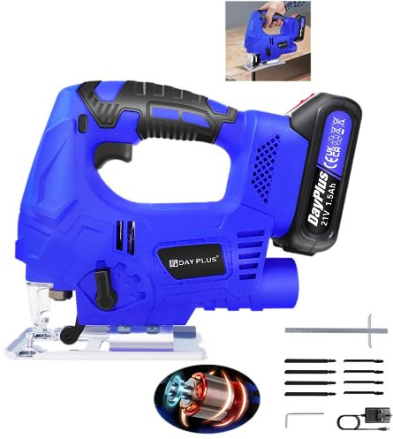Garden & Home Brushless Cordless Jigsaw, 4 Orbital Speed Cutting Mode, LED Work Light, 800W 3000spm, 100mm Cutting Depth; for DIY Home Improvement, Wood & Metal Working, Plastic Fabrication