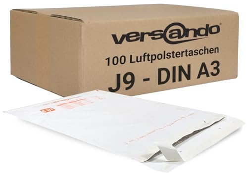 versando 100x I9/J9 Luftpolsterumschläge Innenmaß 300 x 445 mm Außenmaß 320 x 455 mm weiß für DIN A3