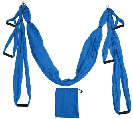 Jiawu Aerial Yoga-Schaukel-Set, Polyester-Baumwolle, Verstellbar, Verbessert die Flexibilität, Yoga-Hängematte, Hängeschaukel, Körperliche Bewegung für Drinnen und Draußen, (Tiefes Blau)